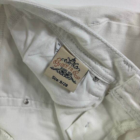 Women's Grace In L.A. White Embellished Pockets Jeweled Jeans Size 9/28 rn128119 - Picture 7 of 9